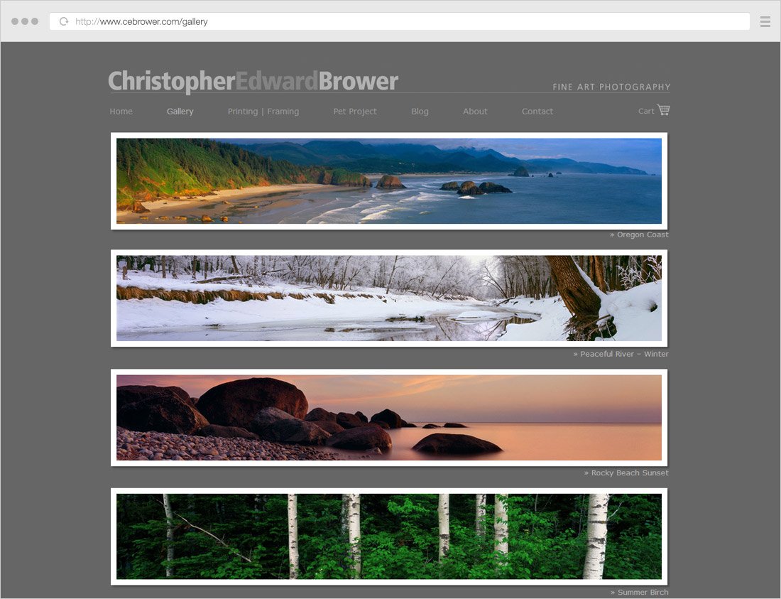 minimalist photography website example christopher edward brower