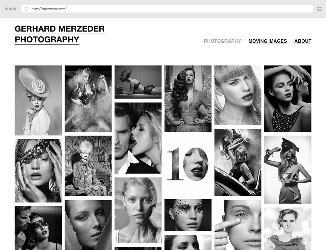 minimalist photography website example gerhard merzeder