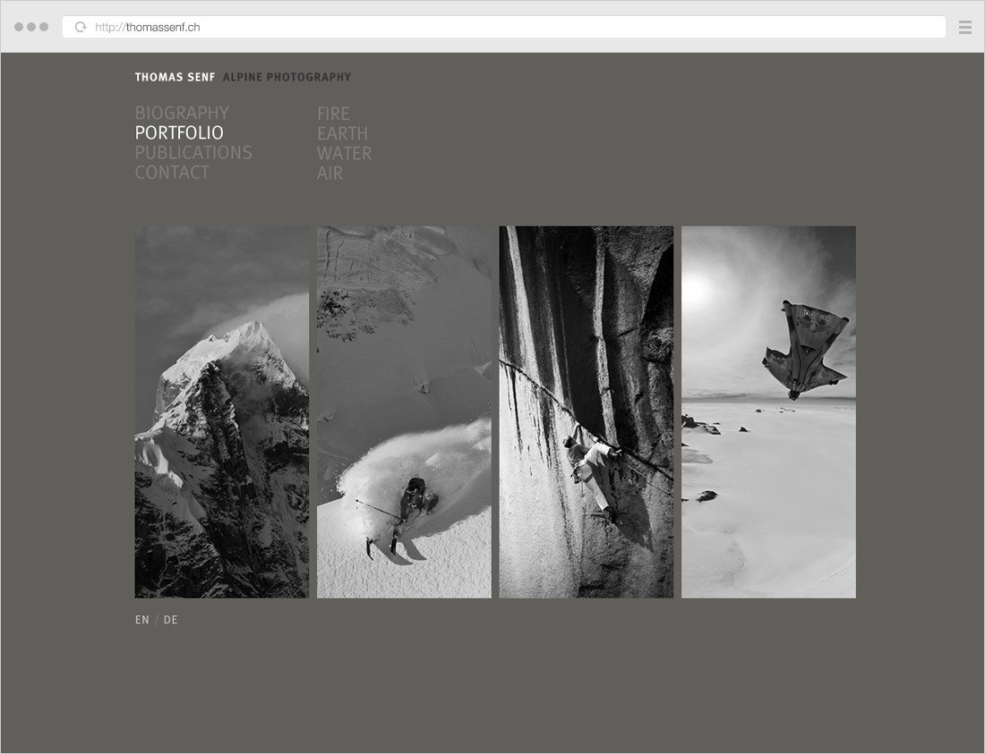 minimalist photography website example thomas senf