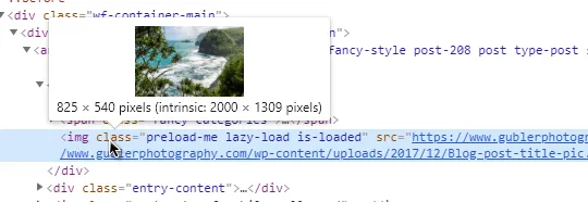 Using dev tools in Chrome to measure image size