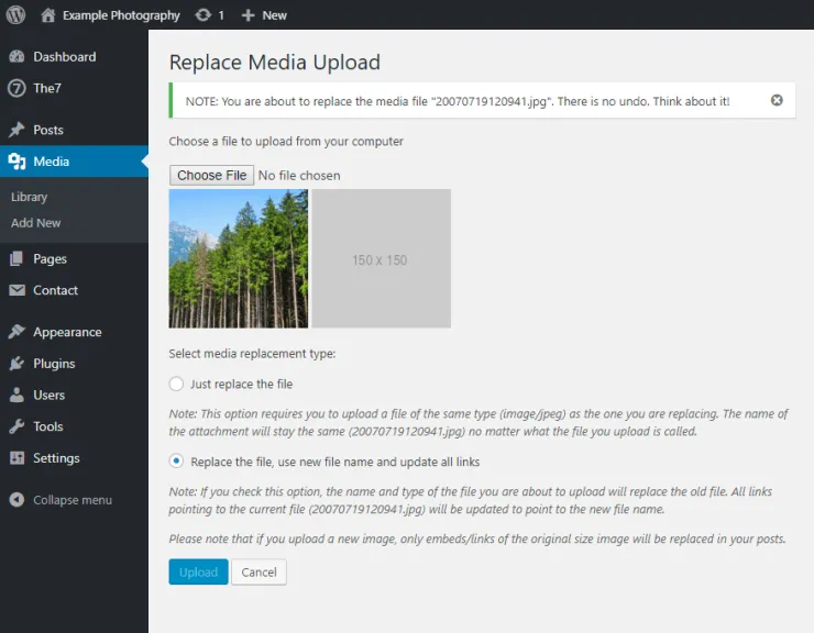 Enable media replace plugin preview