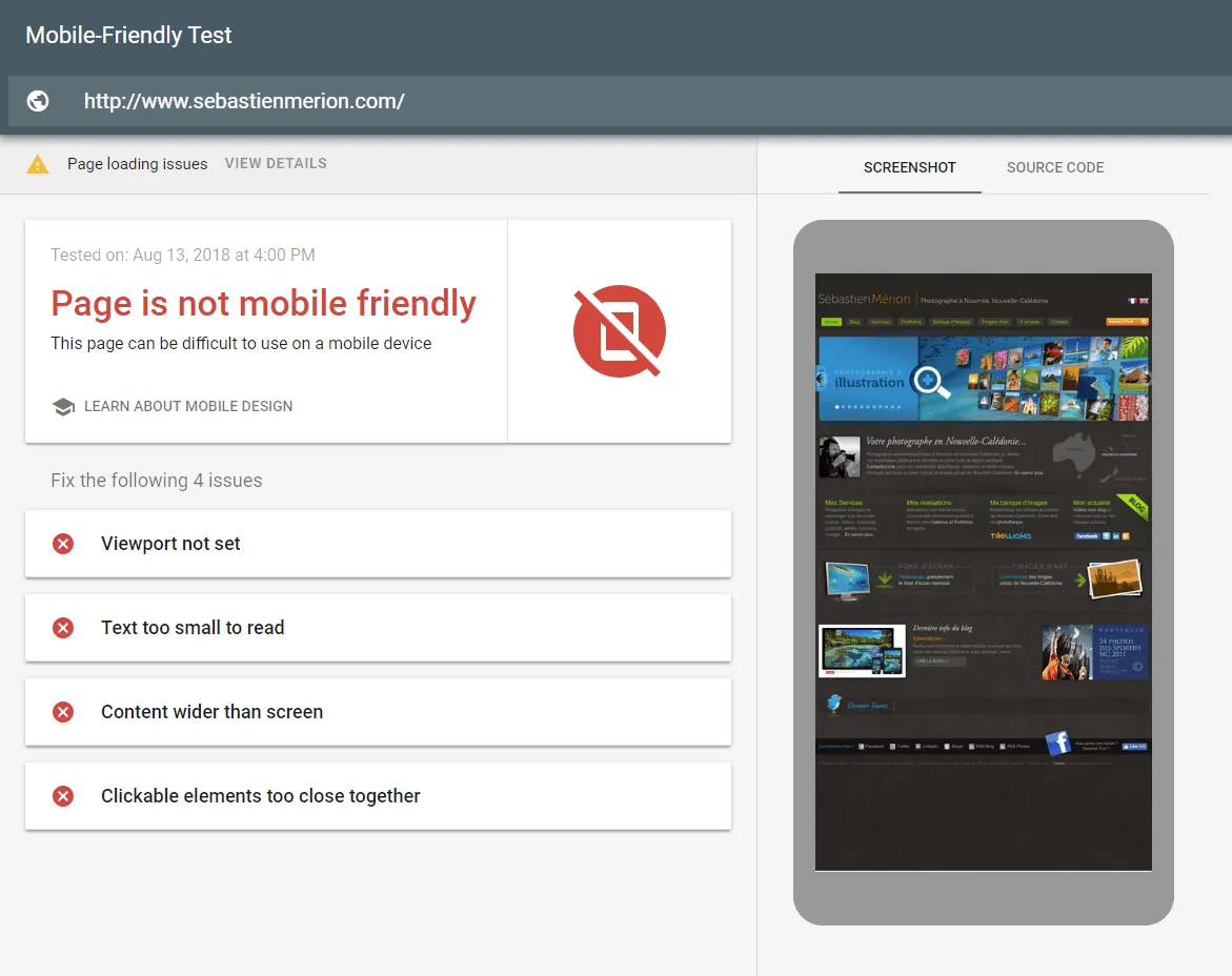 website not mobile friendly in Google test
