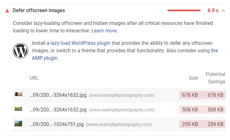 Google PageSpeed Insights - defer offscreen images