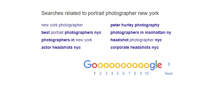 Google searches related to portrait photographer New York