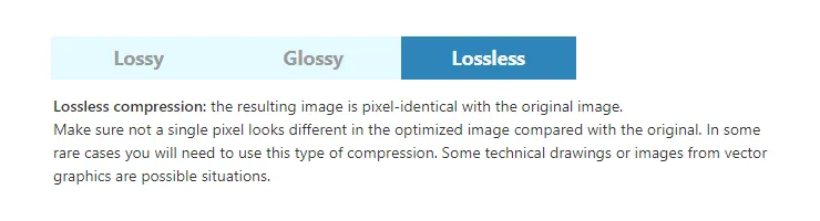 Shorpixel plugin settings - lossless compression