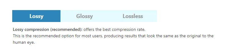Shorpixel plugin settings - lossy compression