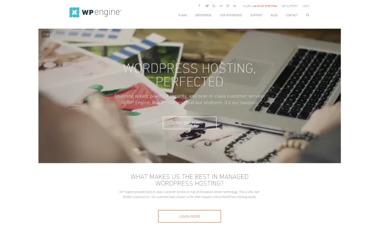 WP Engine homepage preview - February 2016